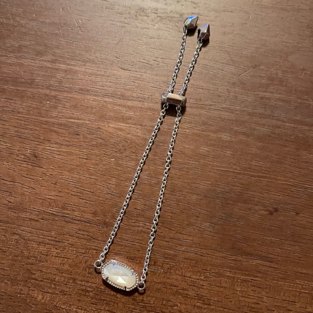 Kendra Scott Elaina Silver Adjustable Bracelet in White Pearl